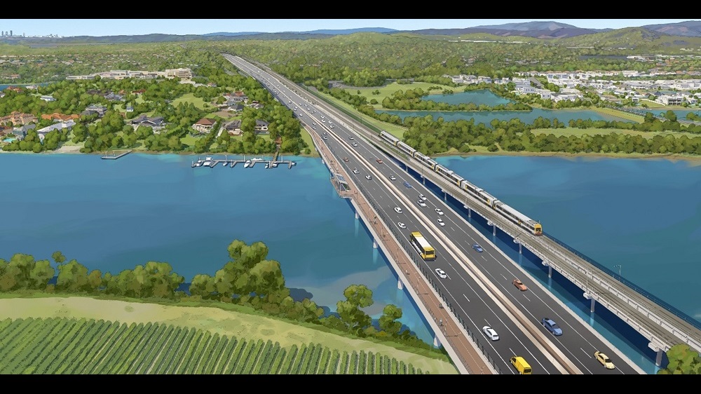Artist's impression of a road crossing a river