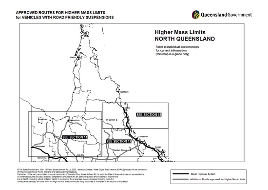 Approved routes for Higher Mass Limits for vehicles with road friendly suspensions.