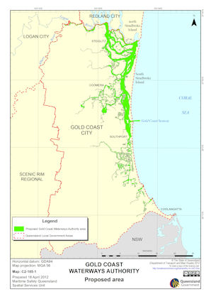 Image of the Gold Coast Waterways Authority area