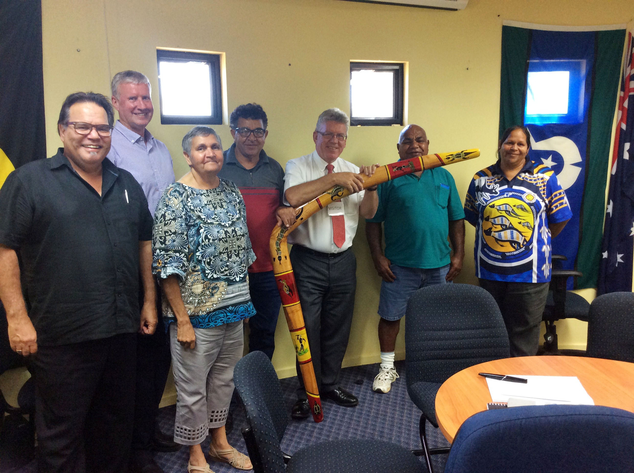 Director-General, Neil Scales, meeting with members of the Woorabinda Aboriginal Shire Council and its Chief Executive Officer in 2014.