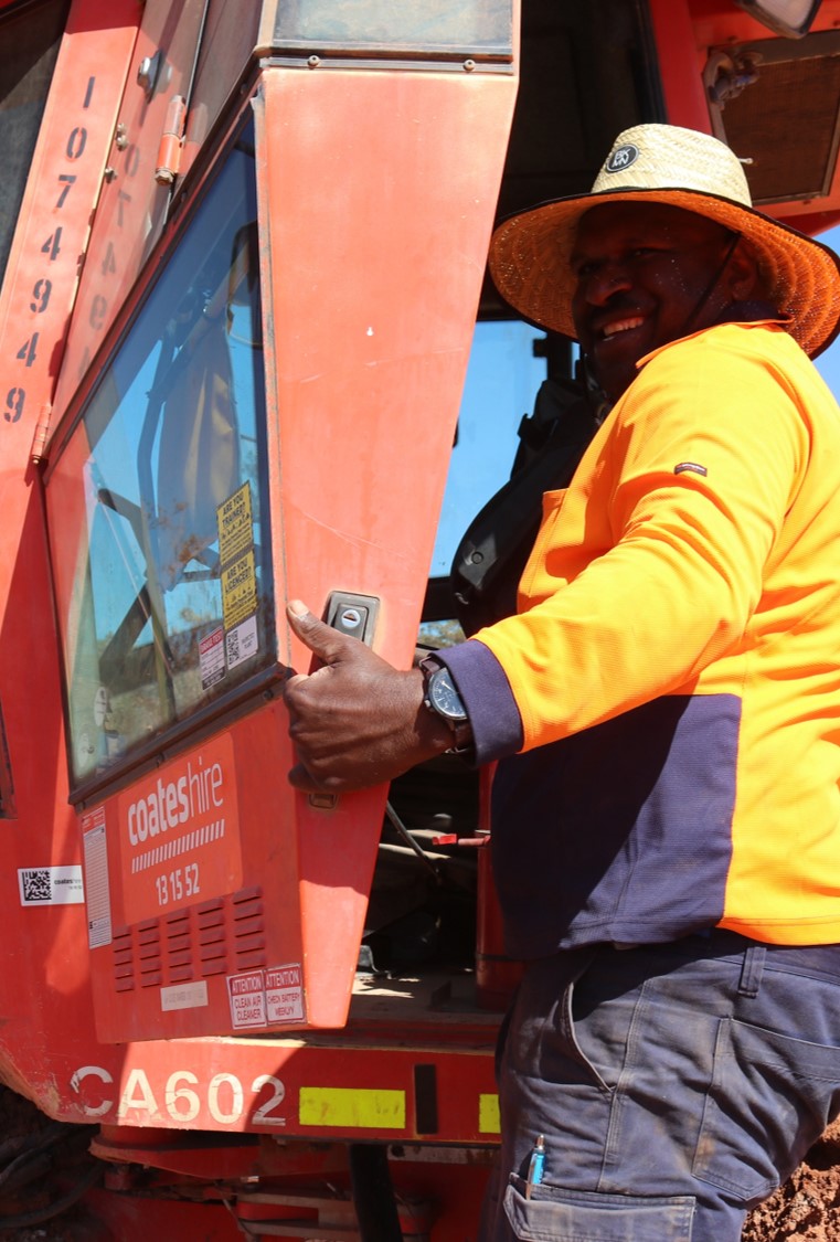 A person using road equipment