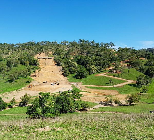 Clearing works and establishment of a machinery track under the major landslip on the Sarina Range.