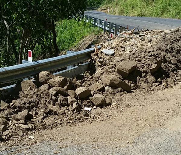 Damage sustained to Marlborough-Sarina Road along the Sarina Range as a result of STC Debbie in 2017.