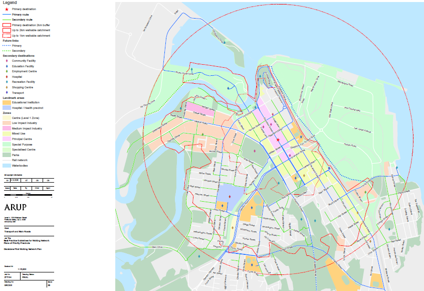 Map from the endorsed walking network plan for Gladstone Regional Council