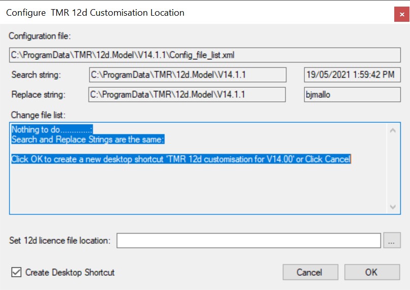 TMR 12d customisation installation screen