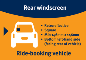 Rear placement of ride booking signs on vehicles