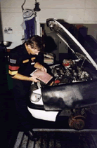 An image of a vehicle being repaired.
