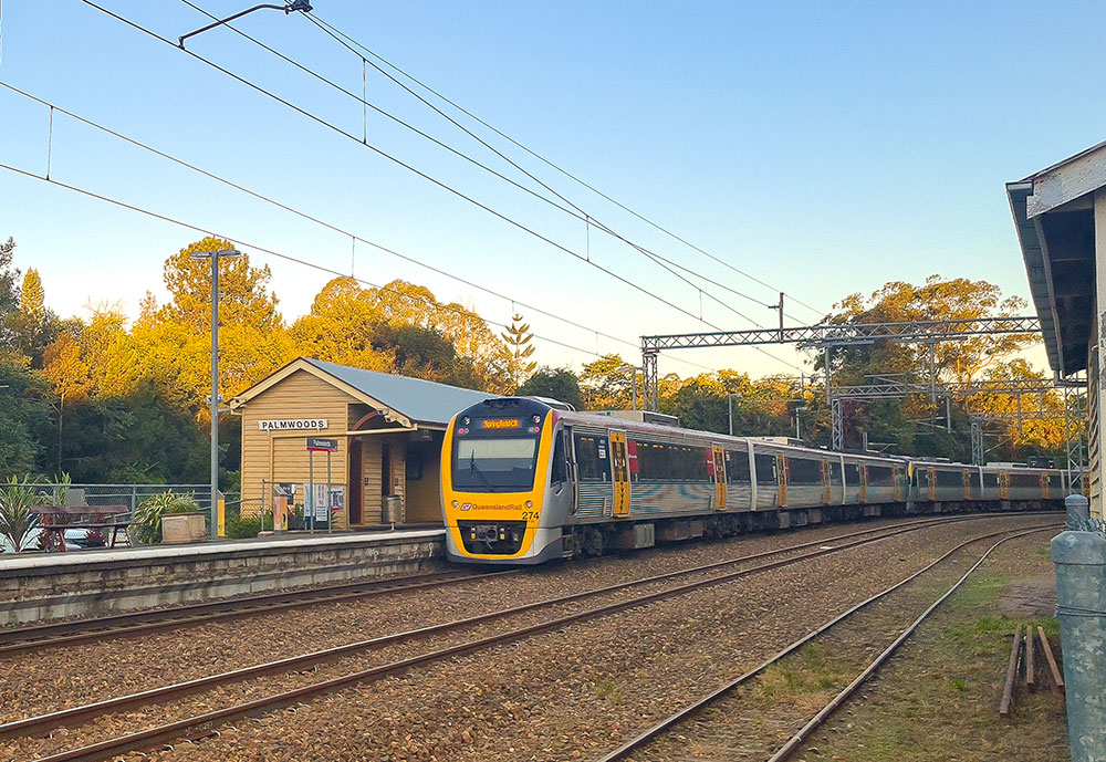 Beerburrum Road overbridge looking back toward Beerburrum station in 2021