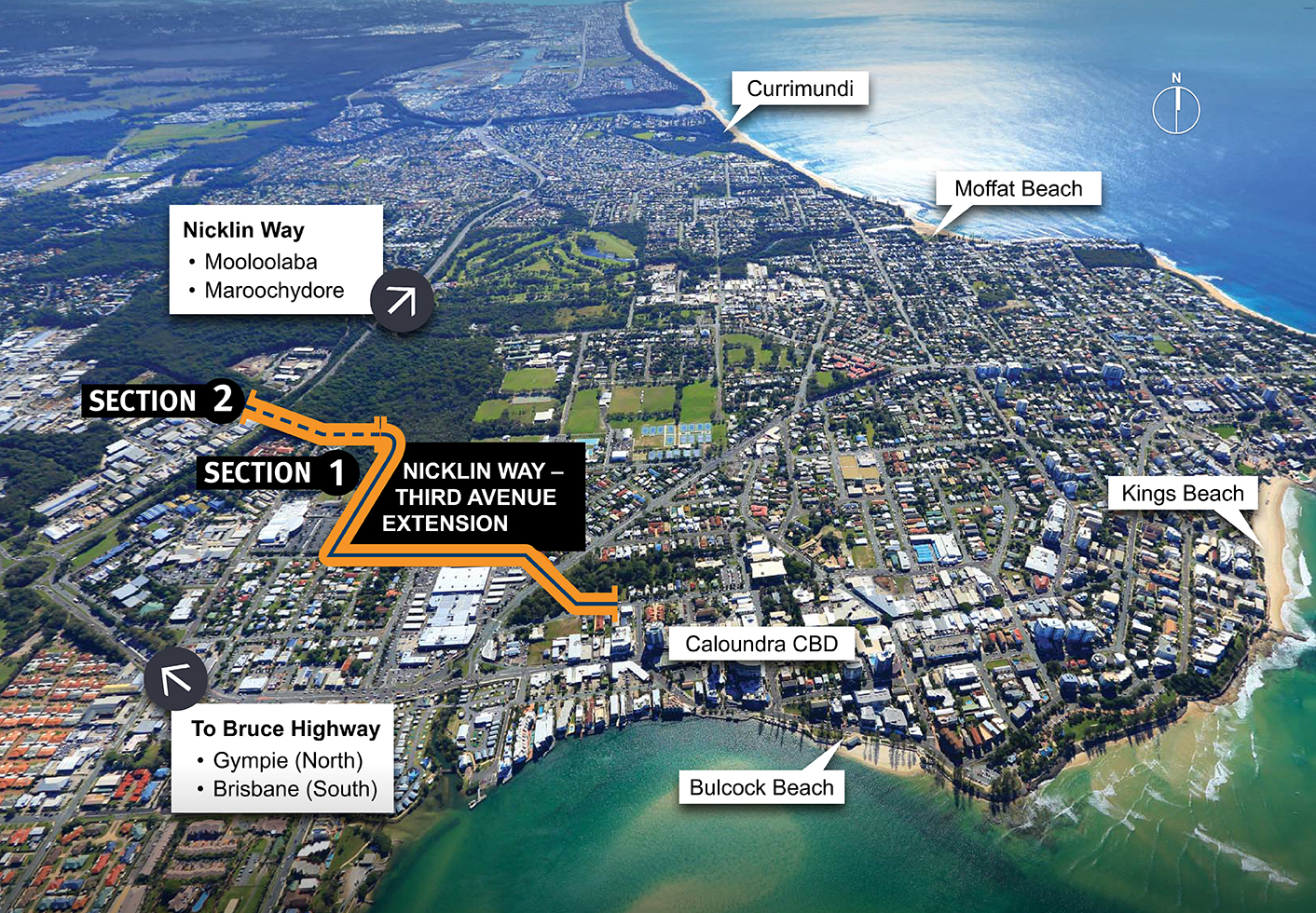 Nicklin Way, Third Avenue extension, new intersection map - October 2023