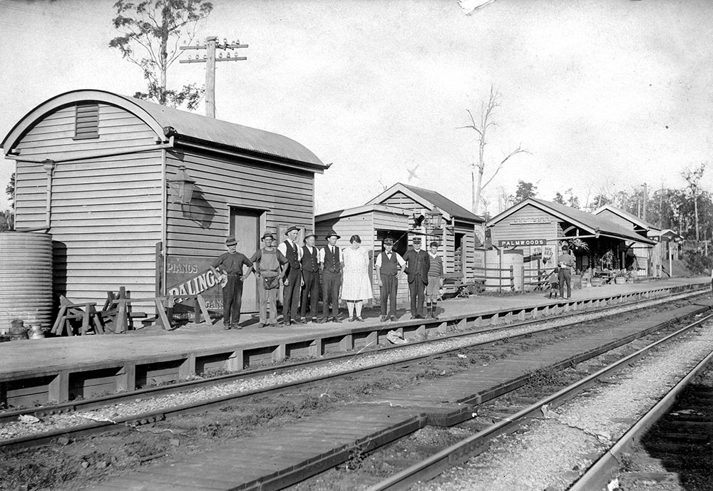 Beerburrum Road overbridge looking back toward Beerburrum station in 1965