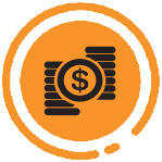Icon of dollar sign and coins