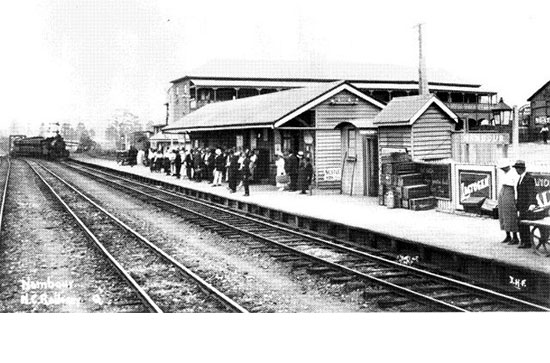 Beerburrum Road overbridge looking back toward Beerburrum station in 1965