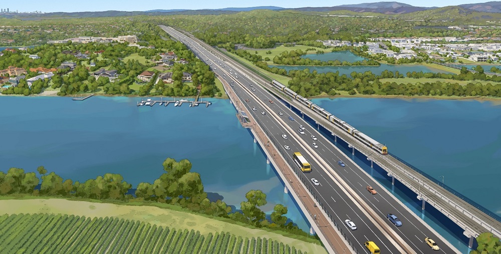 Artist's impression of a road crossing a river