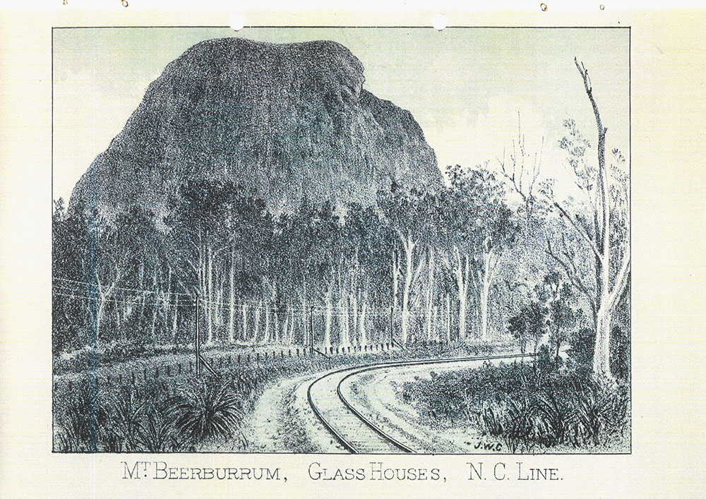 Beerburrum Road overbridge looking back toward Beerburrum station in 1965