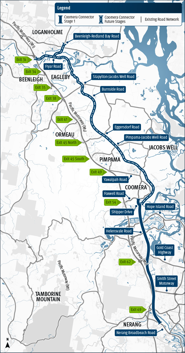 Connector Map Coomera Connector | Department of Transport and Main Roads