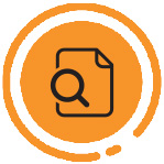 Icon of paper with magnifying glass on top of it