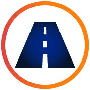  Icon of a straight road with a circle around it
