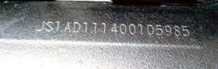 Photograph showing an example of a vehicle identification number (VIN)