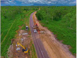 Aerial view of road works