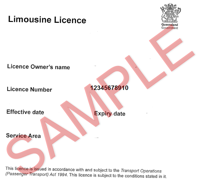 limousine licence example