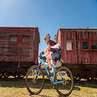 Bicycle rider on trail