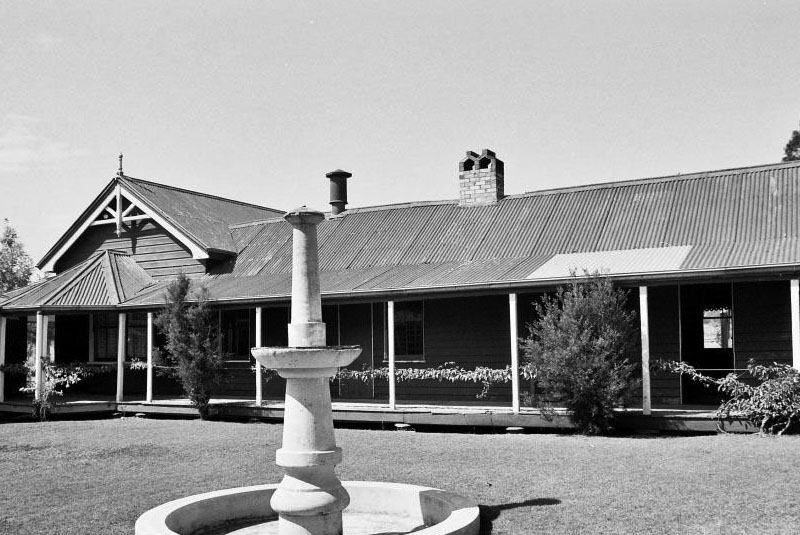 A black and white image of the Bellevue Homestead
