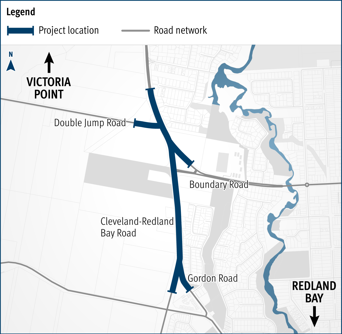 Cleveland Redland Bay Road Anita Street to Giles Road duplicate lanes project map
