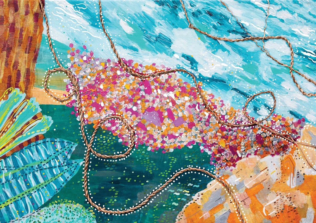Bright artwork including threads