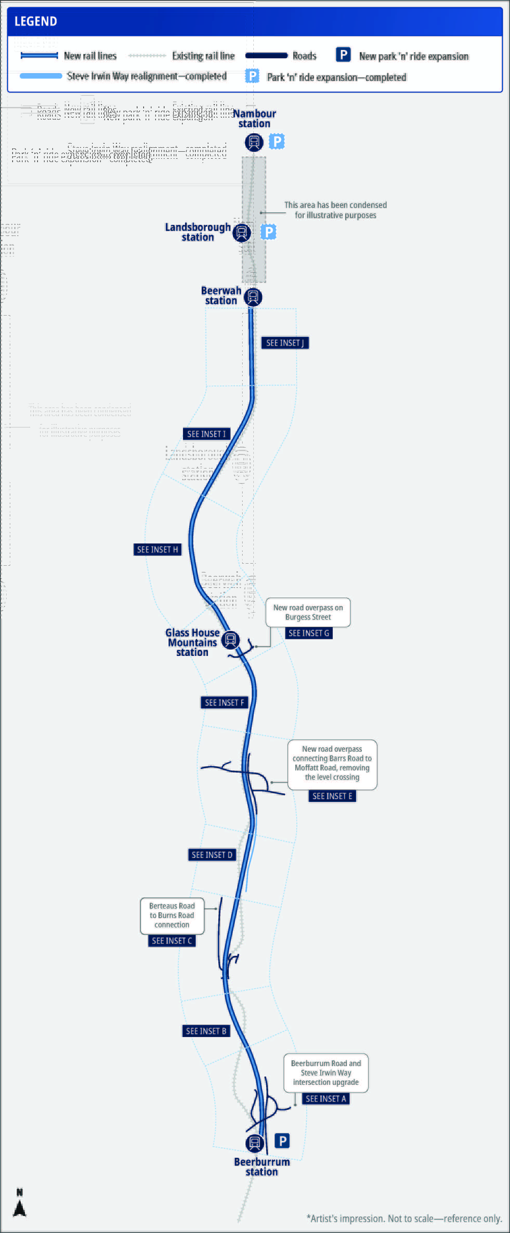 Beerburrum to Nambour rail update Stage 1 project map