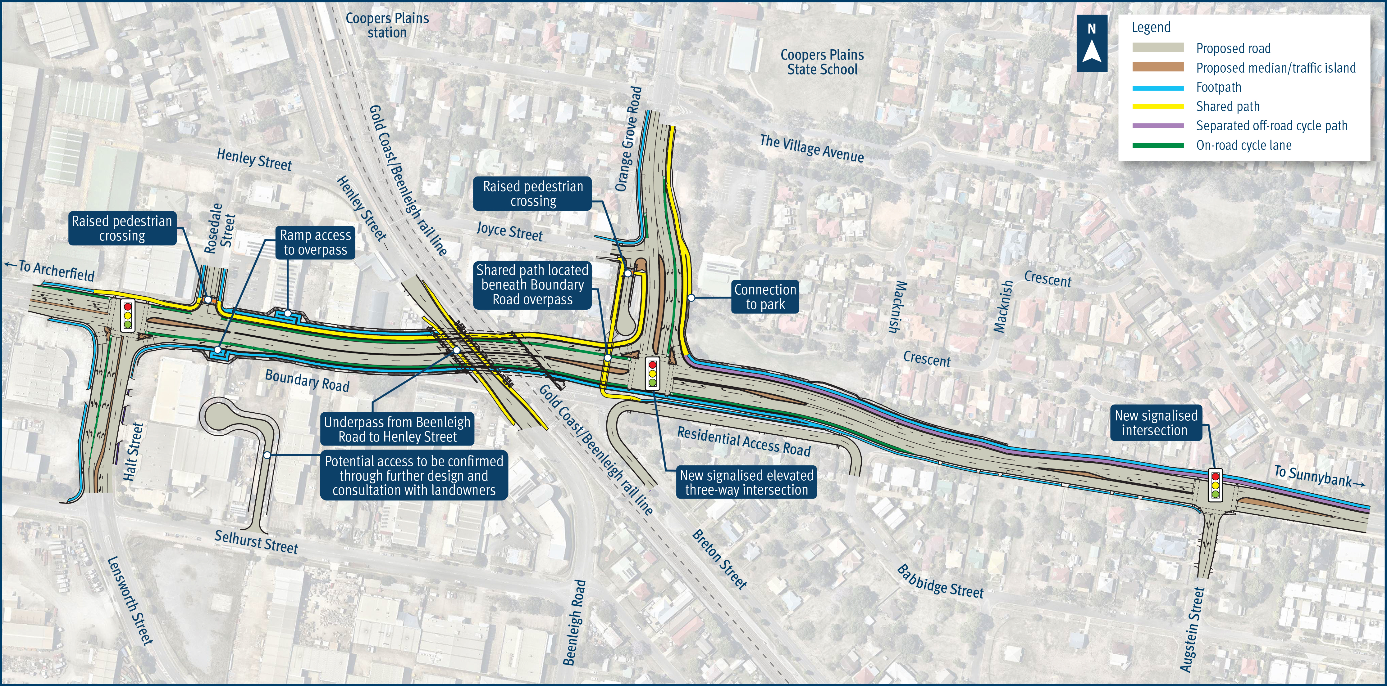 Boundary Road rail level crossing map