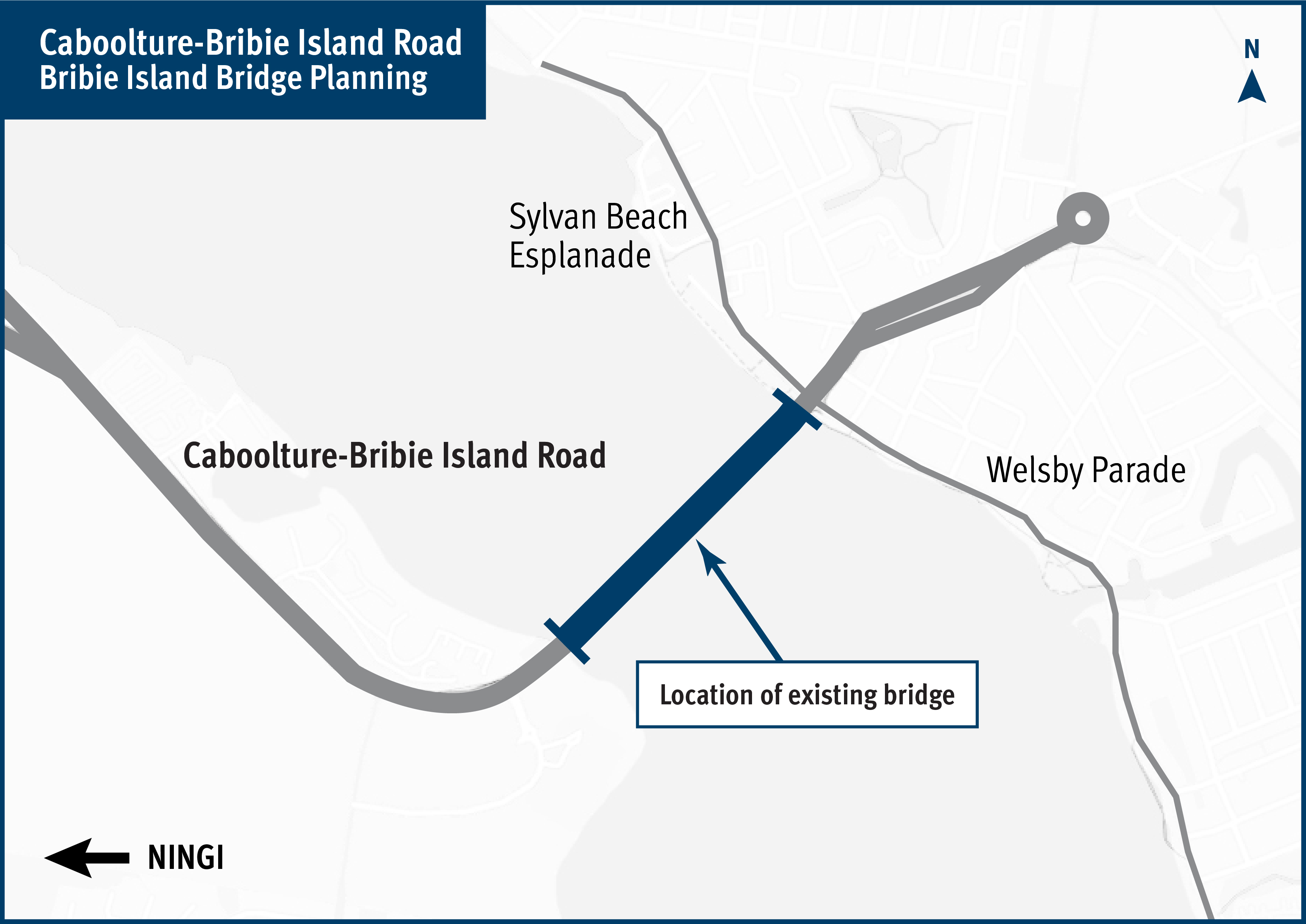 Map showing location of Bribie Island bridge