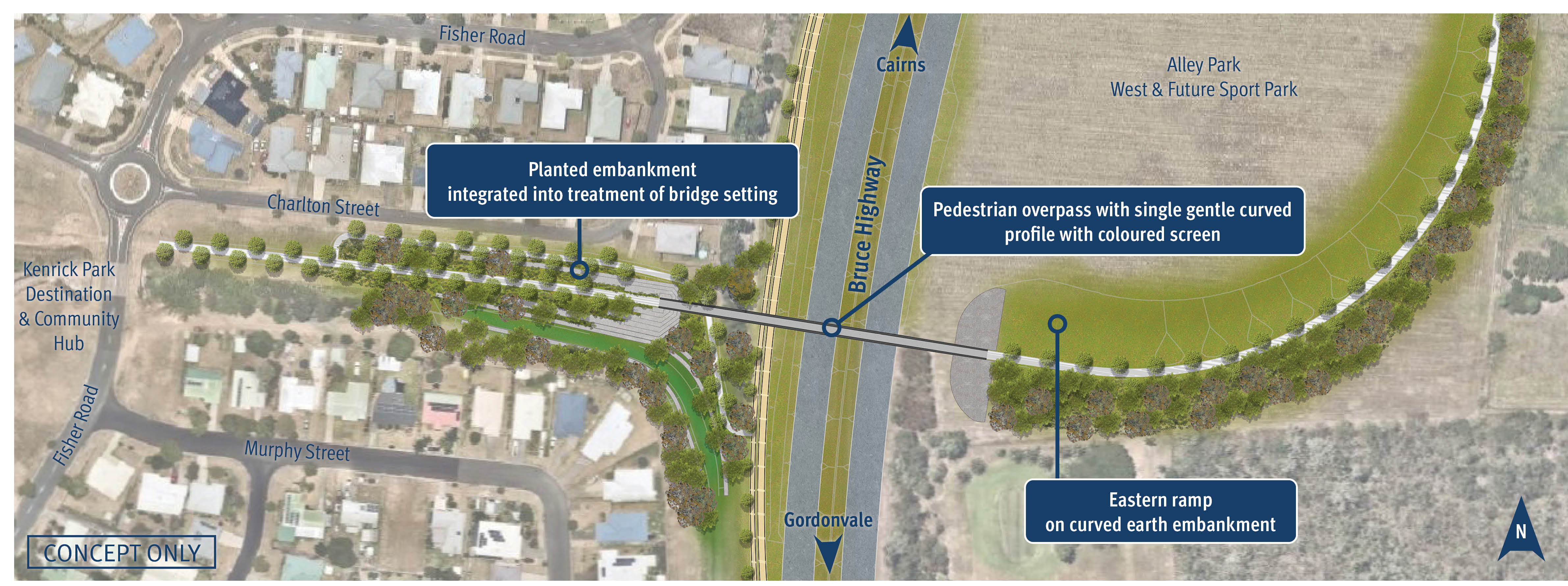 Design concept of Gordonvale pedestrian overpass