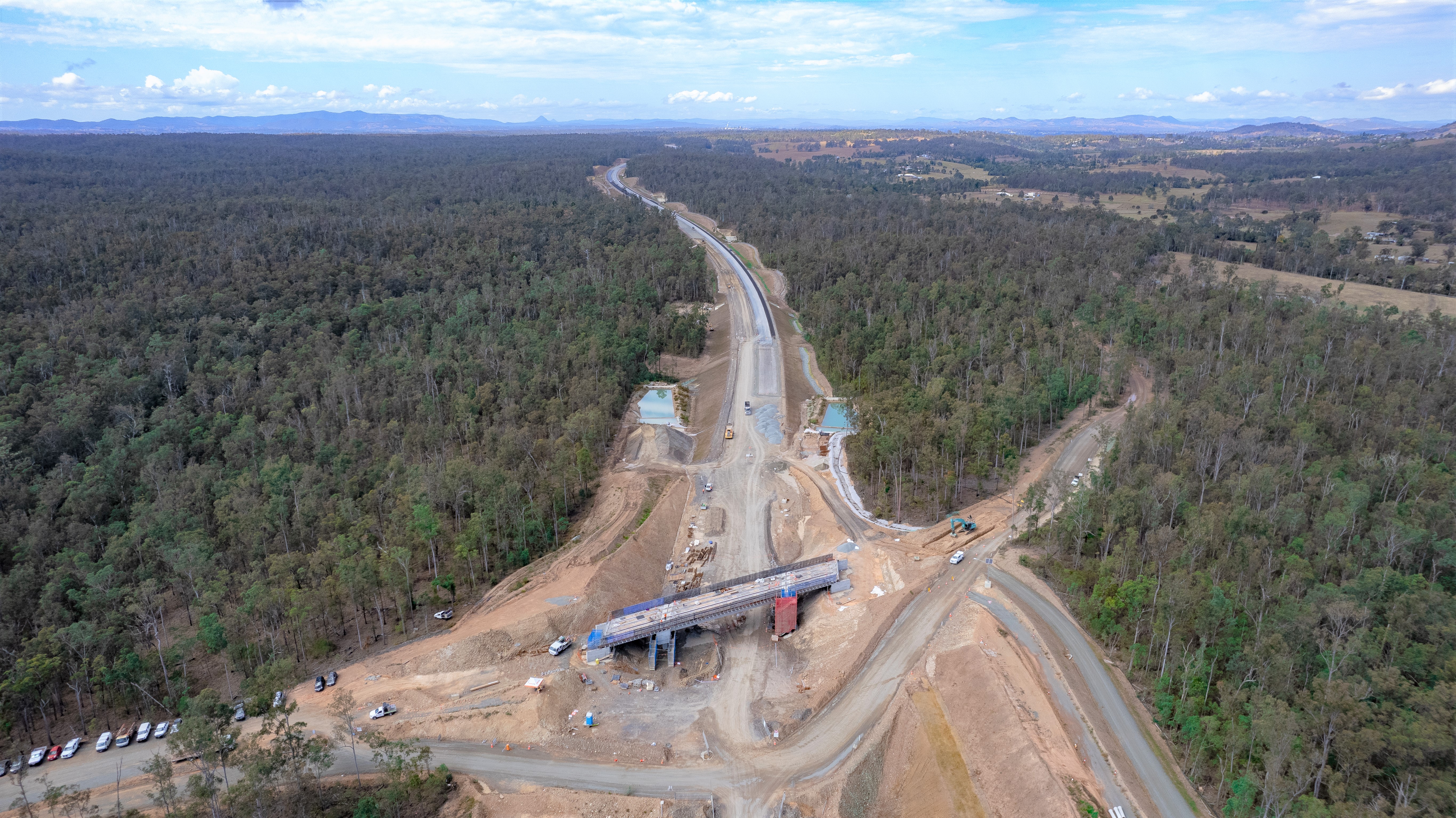Looking south through the Curra State Forest from Bradys Road bridge