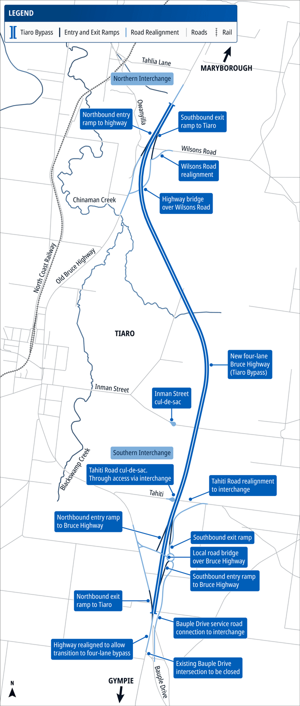 Bruce Highway (Gympie – Maryborough), Tiaro Bypass, construct bypass ...