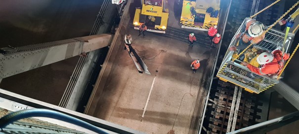 Aerial view of workers carrying out nightworks