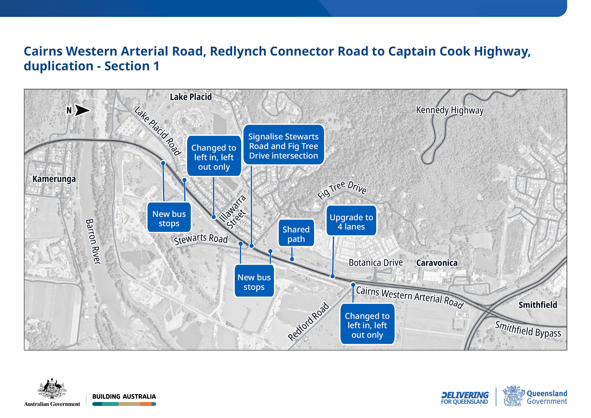 Cairns Western Arterial Road, Redlynch Connector Road to Captain Cook Highway project map
