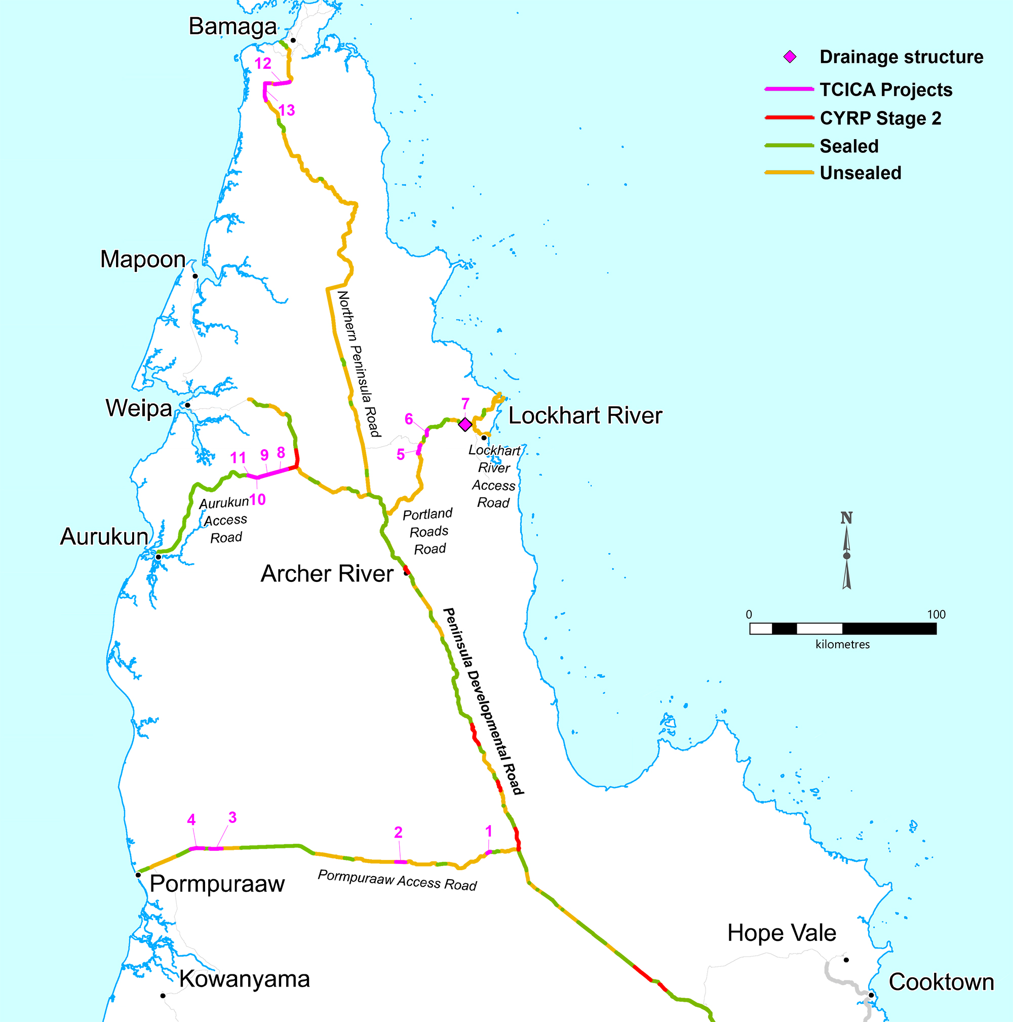 Community Access Roads Program upgrade to seal map