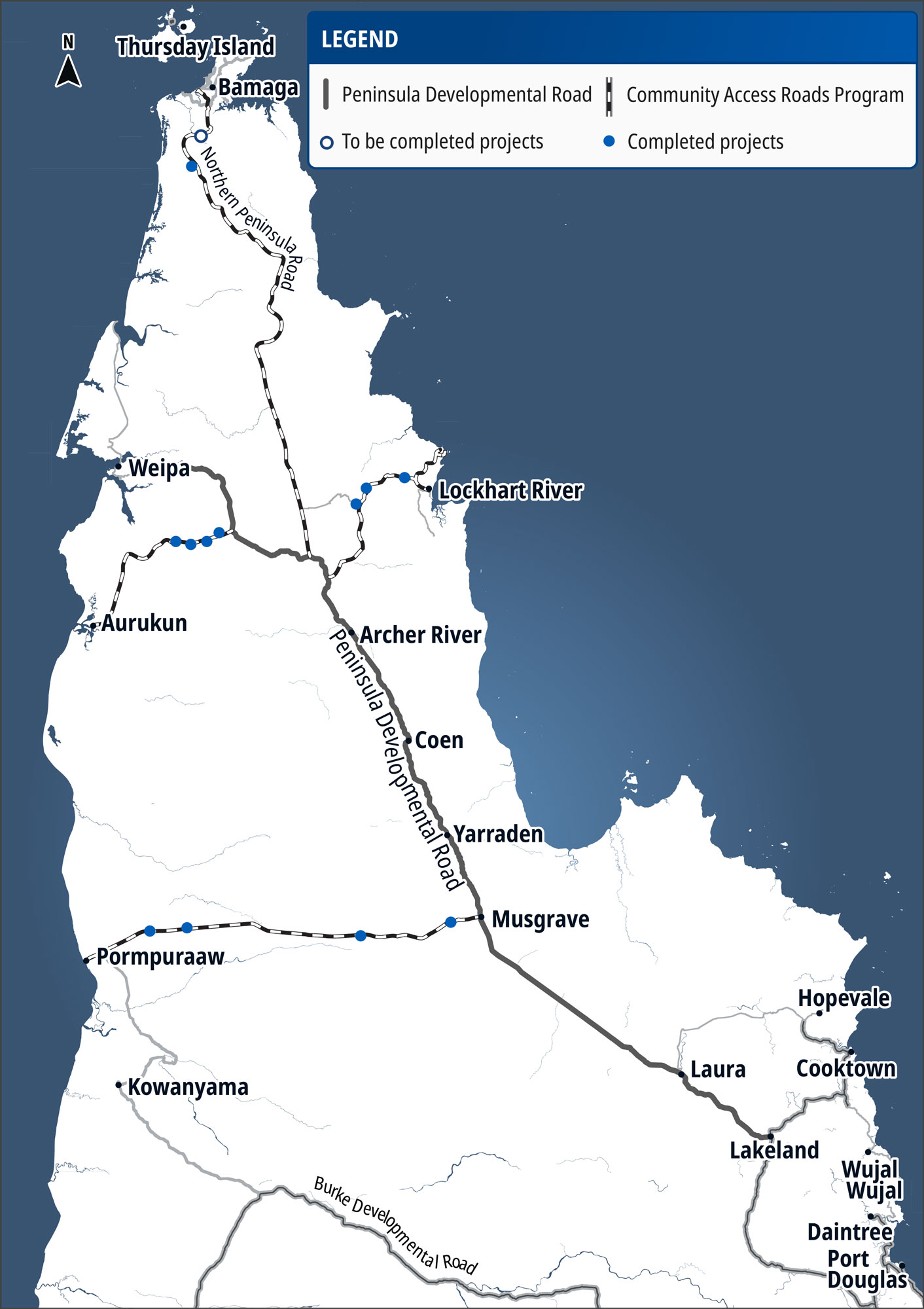 Community Access Roads Program upgrade to seal map