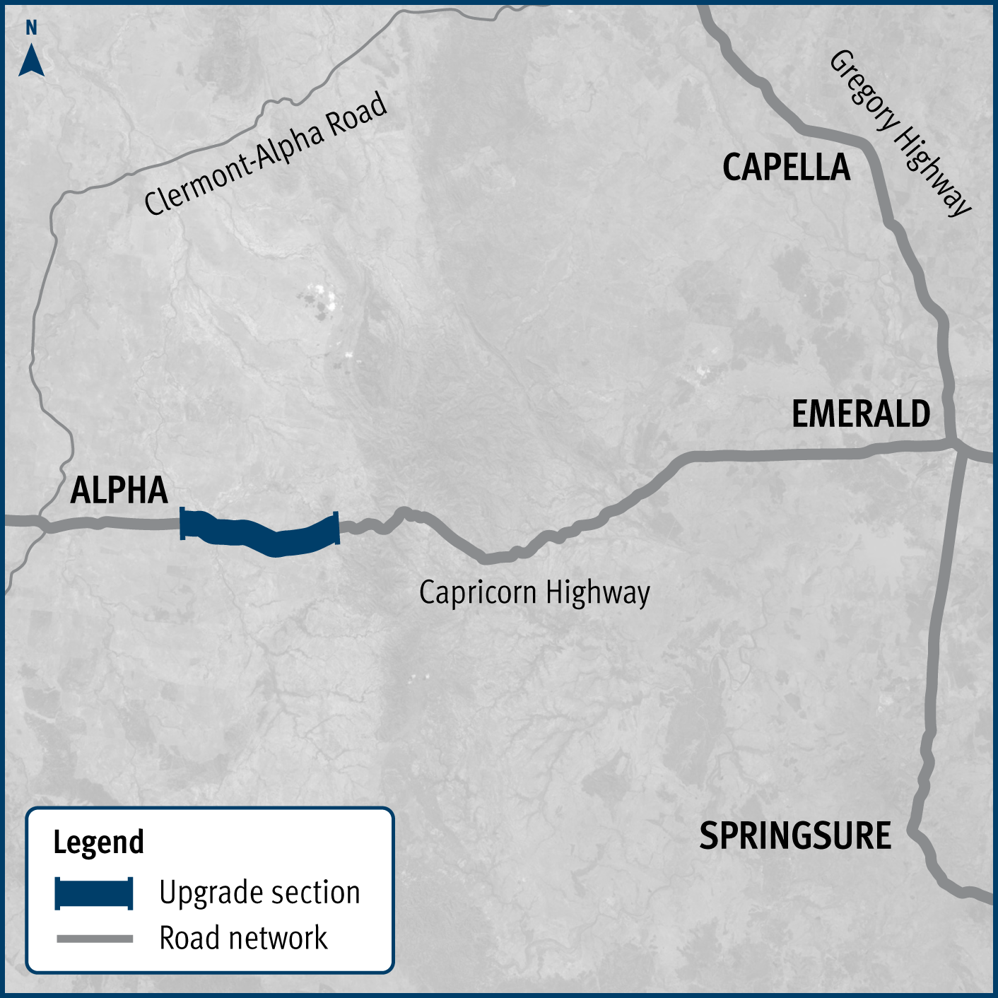 Capricorn Highway (Emerald - Alpha), widen pavement project map