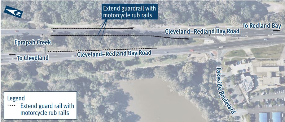 Cleveland Redland Bay Road near Lakeside Boulevard upgrade project map outlining work to be undertaken
