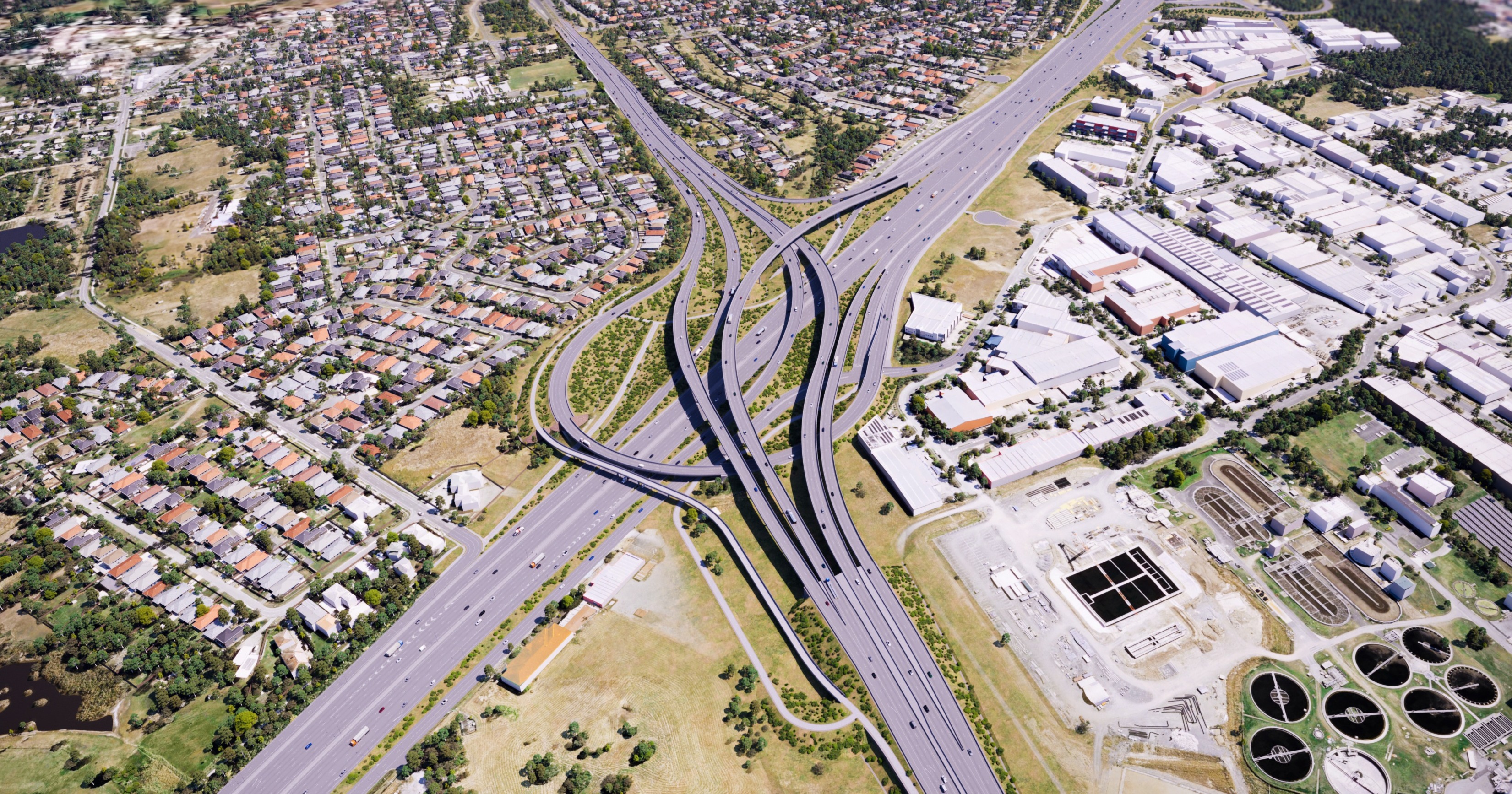 Artist impression of the connection to M1 and Logan Motorway.