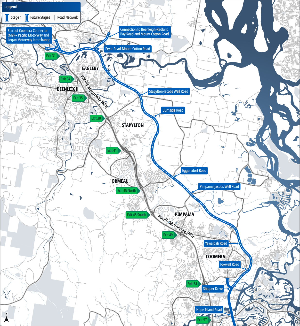 Coomera Connector Future Stages Project Map - October 2023