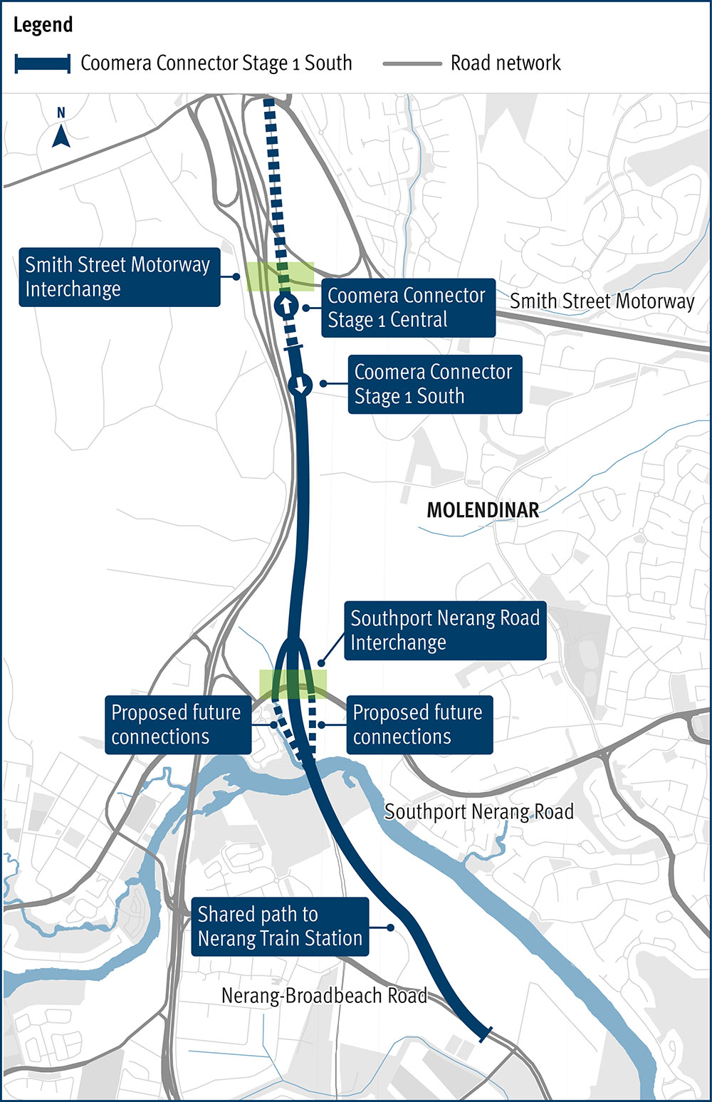 Coomera Connector Stage 1 South project map
