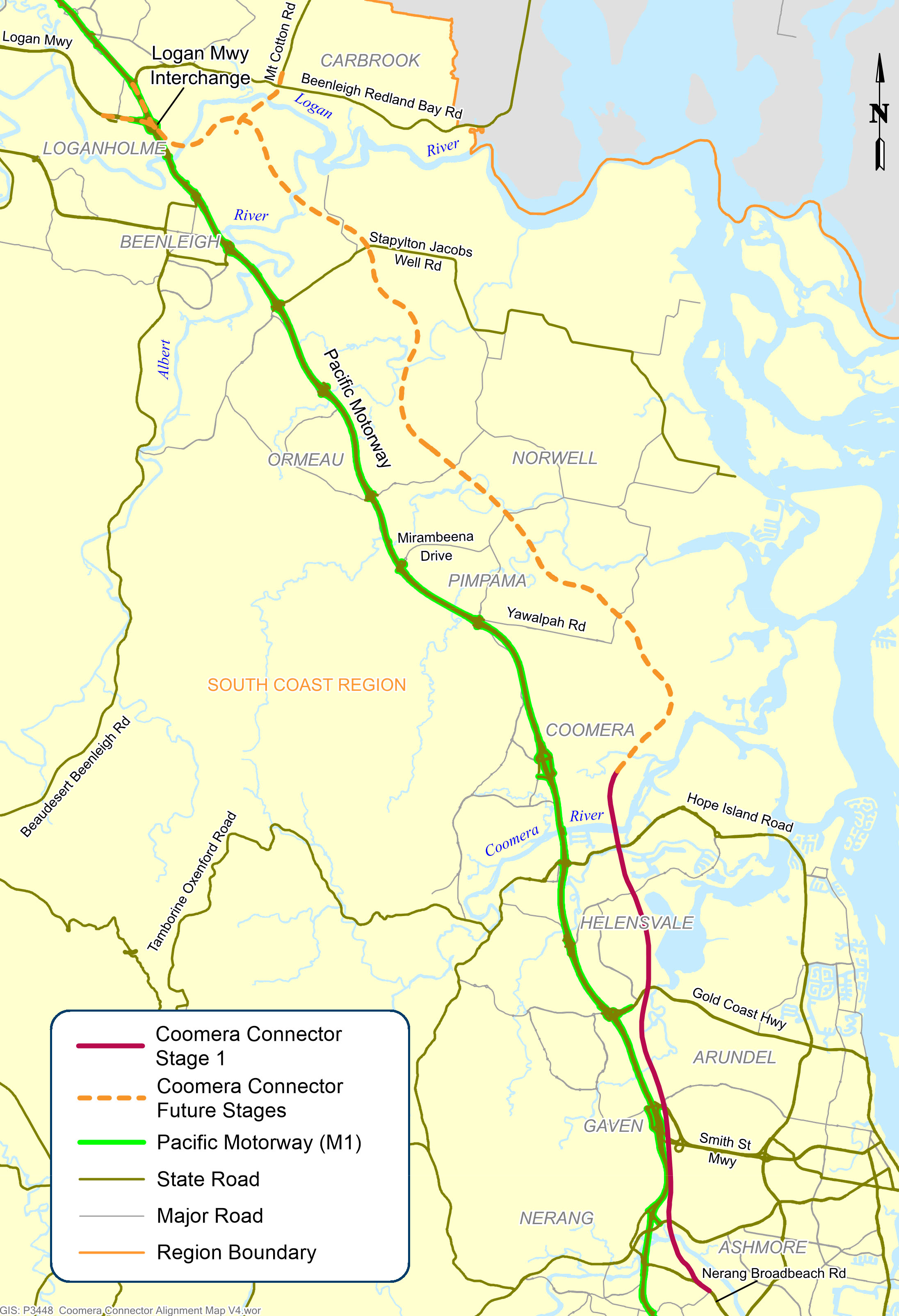 Coomera Connector alignment map