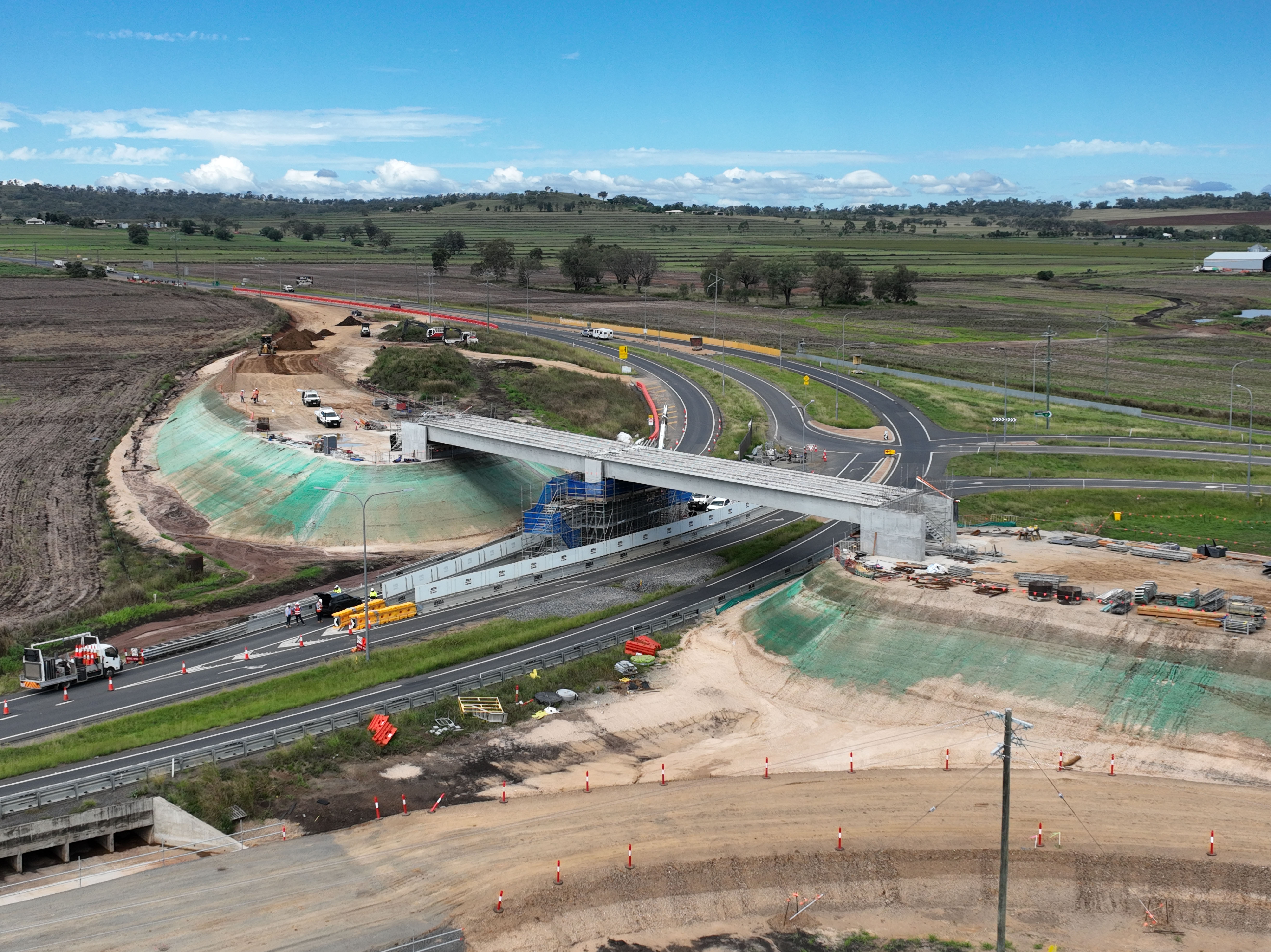 Image showing construction on the new overpass at Eight Mile intersection in March 2022.