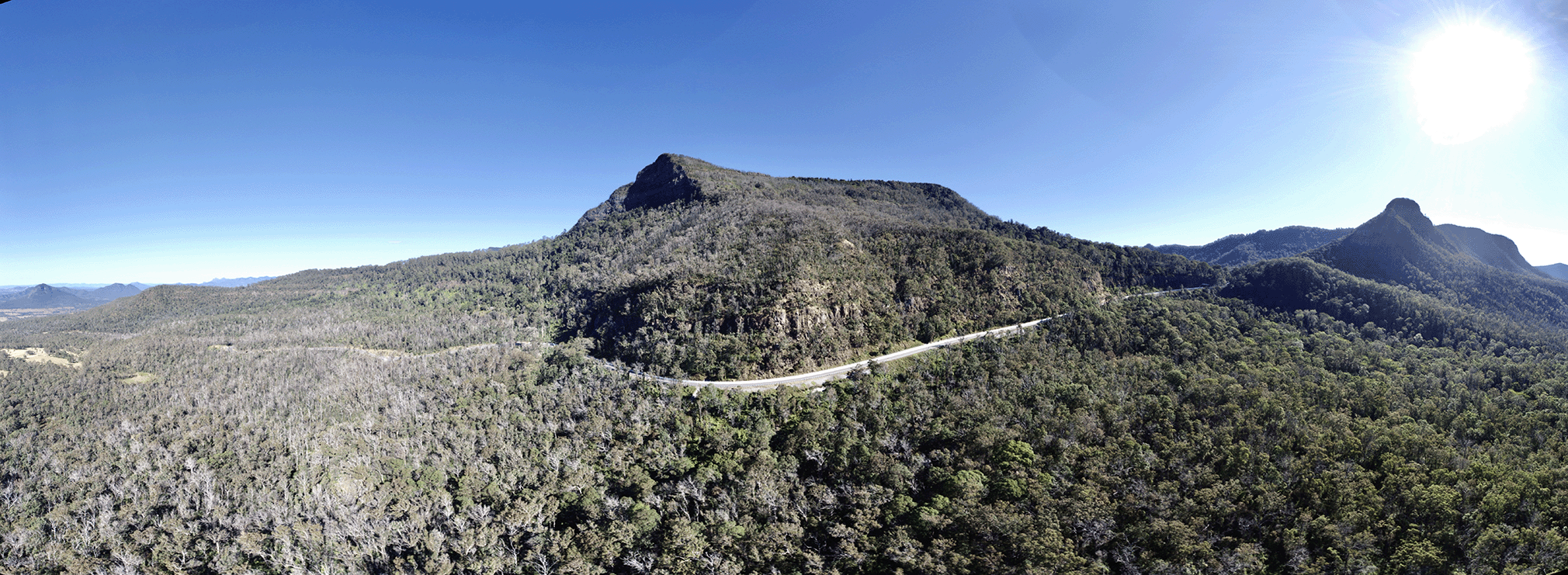 Aerial image of Cunningham Highway at Cunninghams Gap