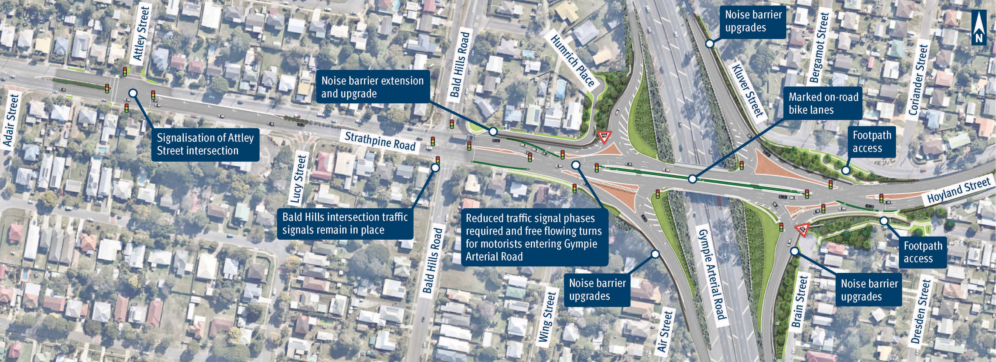 Gympie Arterial Road and Strathpine Road (Bald Hills), improve intersection Department of