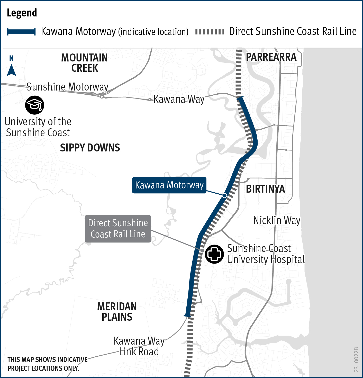Kawana Motorway project map - July 2023