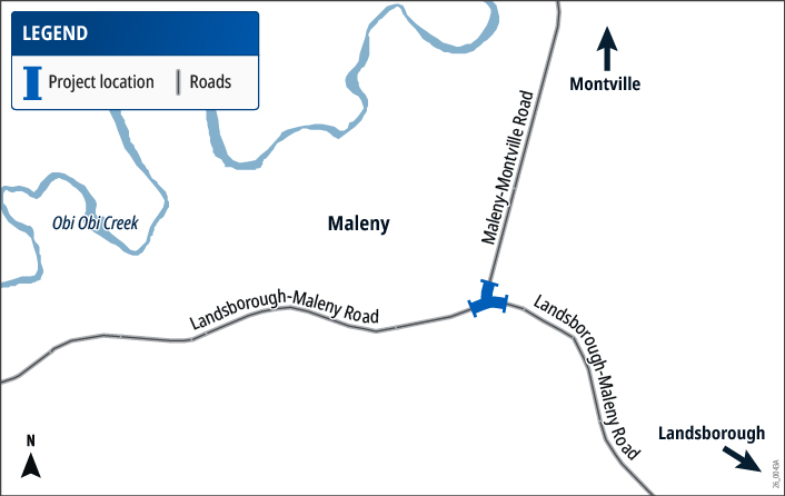 Landsborough Maleny Road and Maleny Montville Road intersection improve safety project map