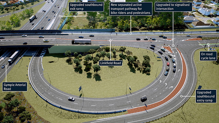 View of Linkfield Rd Overpass, southbound ramps